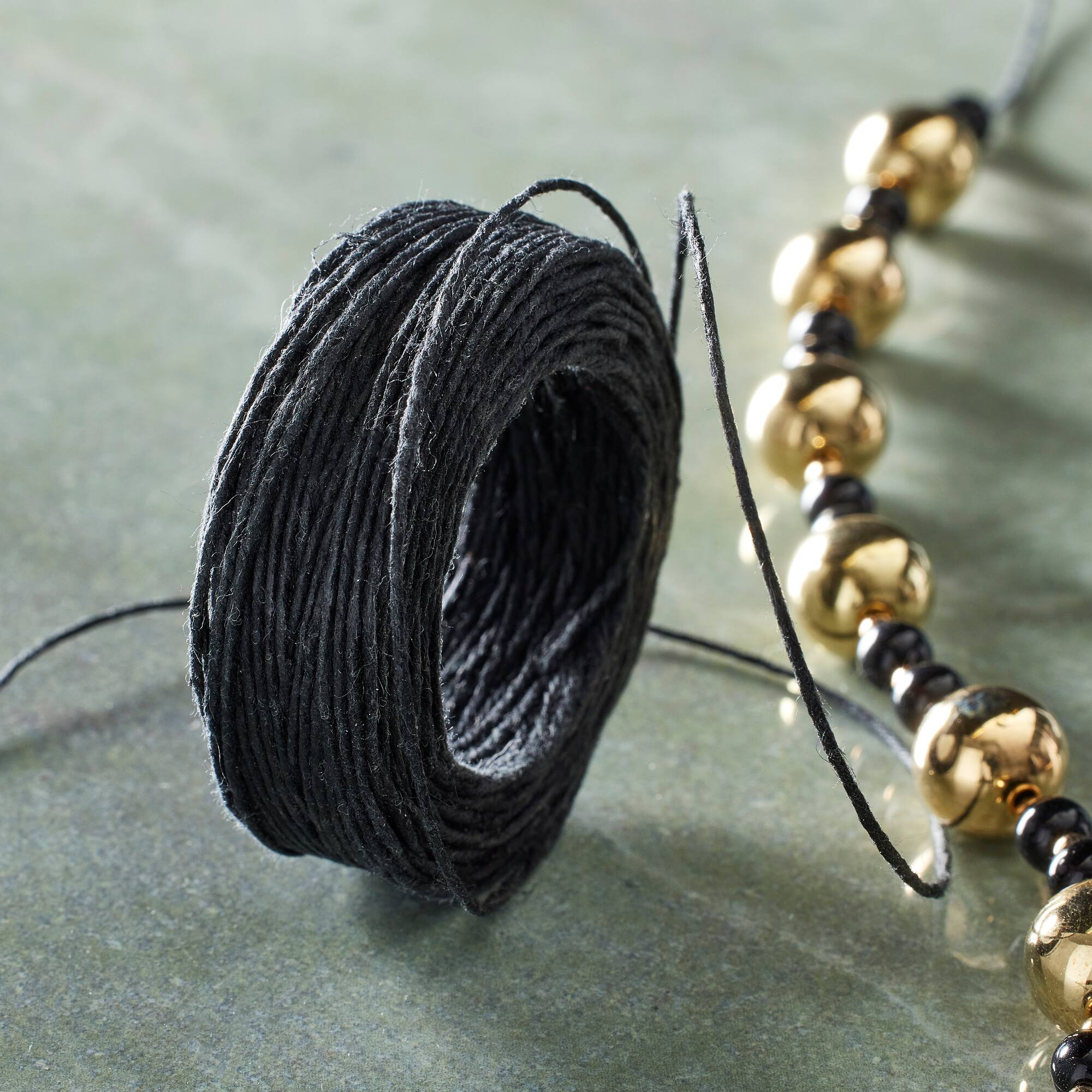 Black Waxed Linen Cord by Bead Landing™